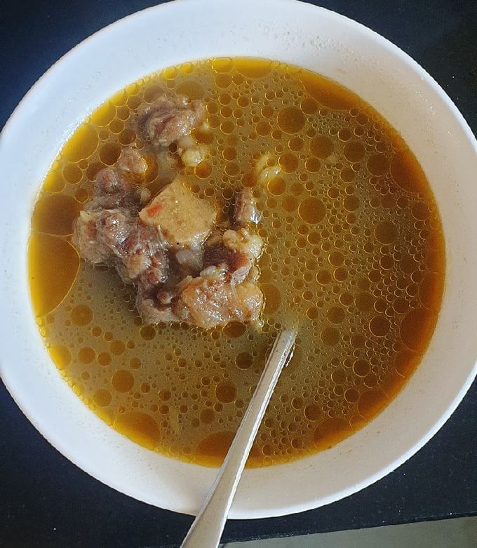 Chicken Soup with Bread Rolls